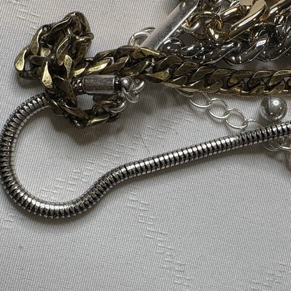 Jenny Bird Five Chain Silver Gold Bracelet Iconic Boho Chunky Lagenlook Vibes - Picture 5 of 14